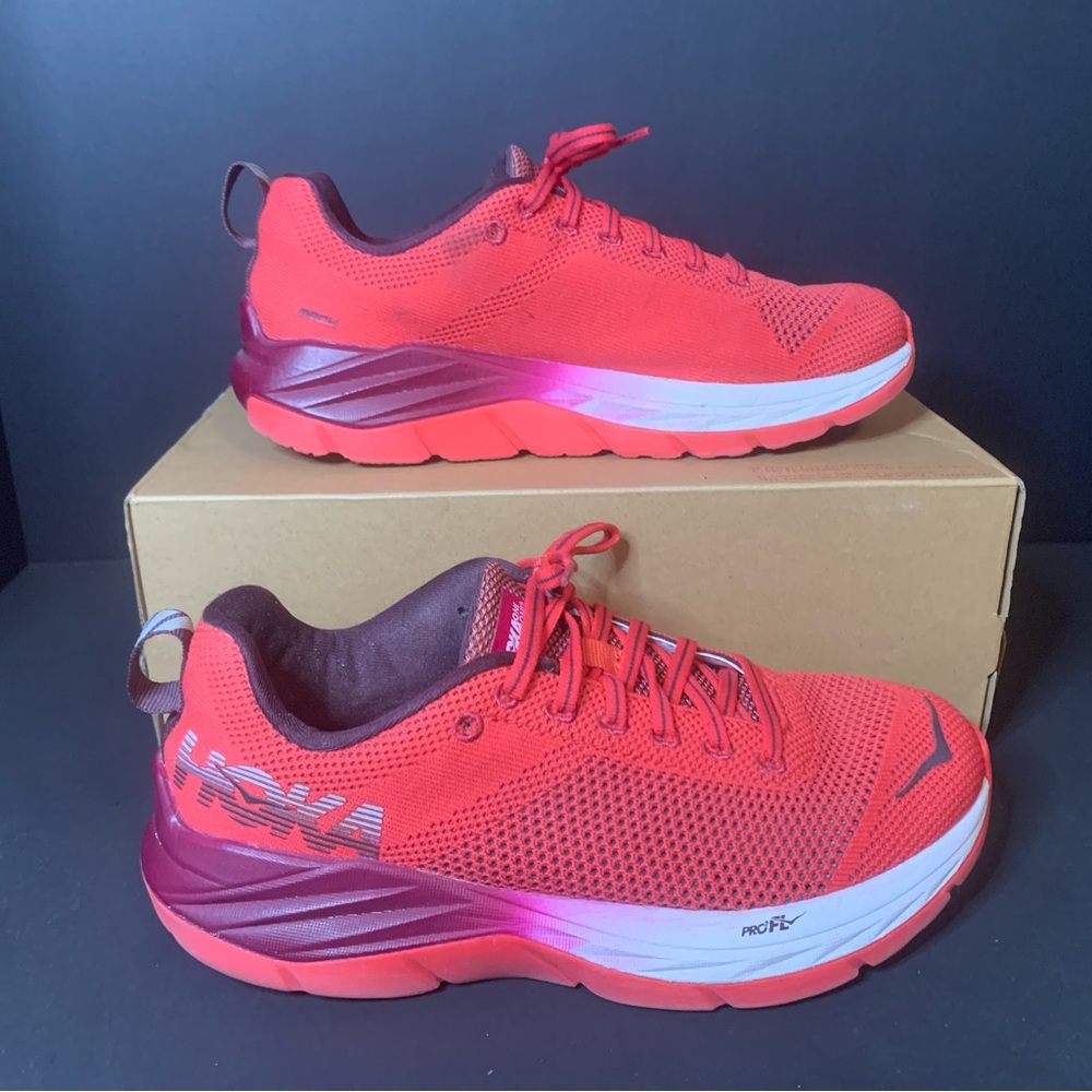 Hoka Mach Red Athletic Running Shoes - w size 7